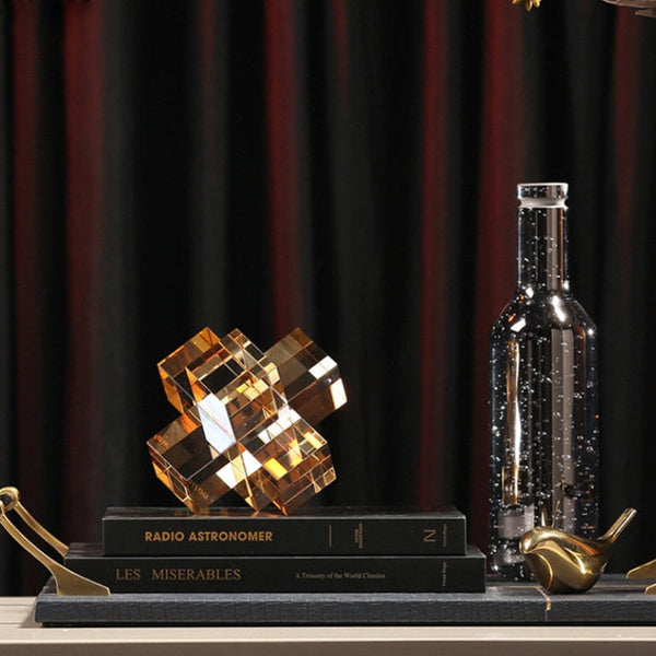 Geometric Square Crystal Cross Statue