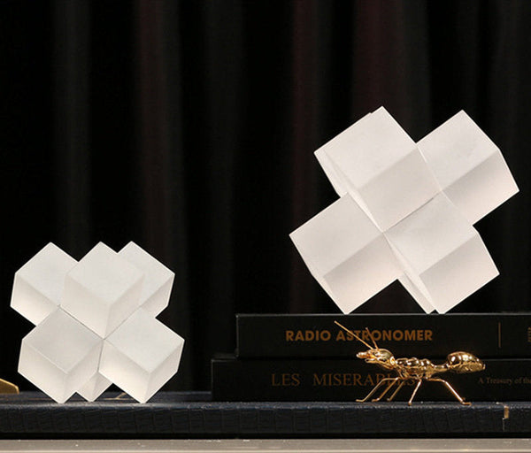 Geometric Square Crystal Cross Statue