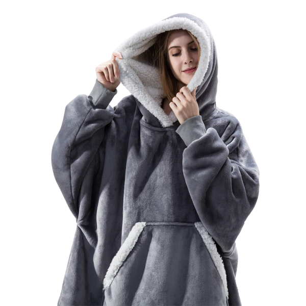 Oversized Blanket Hoodie With Plush Fleece Lining For All Day Warmth