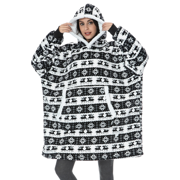 Oversized Blanket Hoodie With Plush Fleece Lining For All Day Warmth