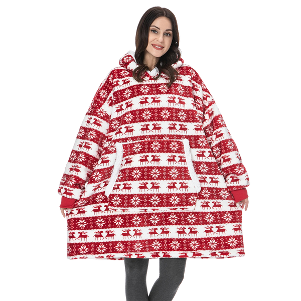 Oversized Blanket Hoodie With Plush Fleece Lining For All Day Warmth