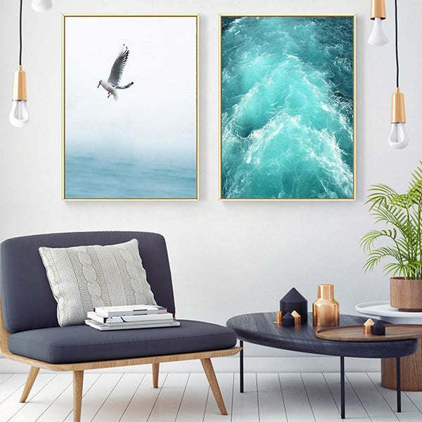 Coastal Ocean Waves Canvas Wall Art Sea Serenity Home Decor