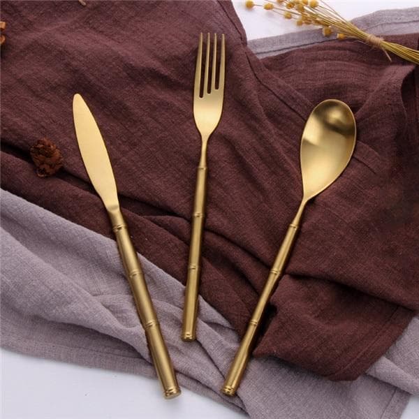 Gold Bamboo Stainless Steel Luxury Flatware
