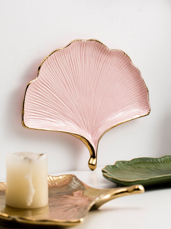 Gold Leaf Ceramic Catch All Tray