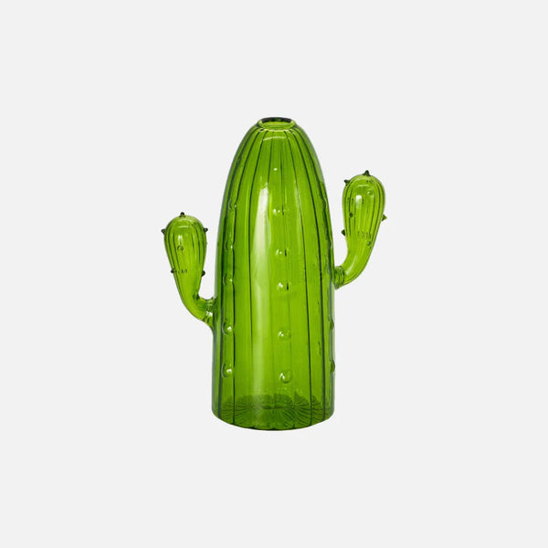 Green Cactus Glass Accent & Vase