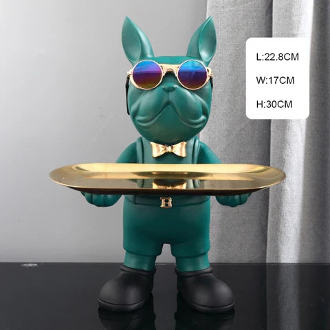 French Bulldog Butler Statue Elegant Home Decor Figurine