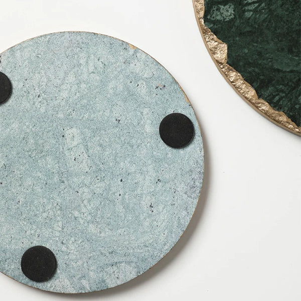 Green Marble Slab Coasters for Dining Table Natural Stone Home Decor