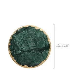 Green Marble Slab Coasters for Dining Table Natural Stone Home Decor