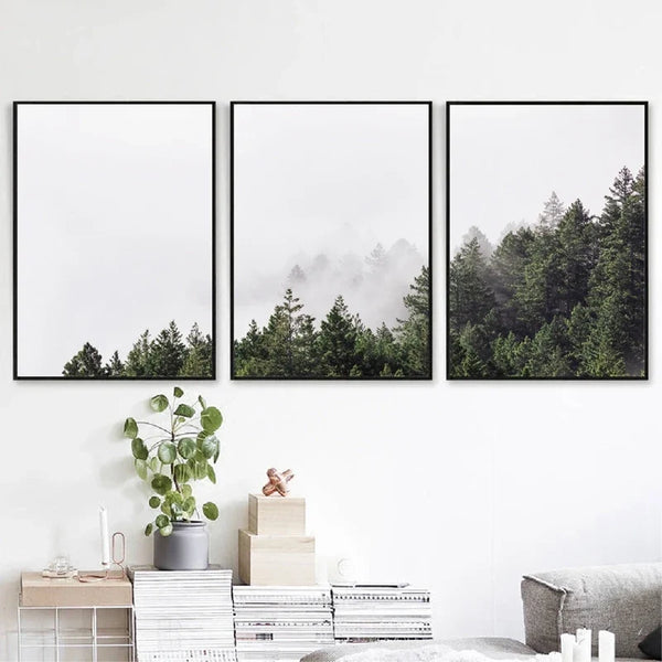 Enchanted Forest Tree Canvas Wall Art 3 Piece Set Living Room Decor
