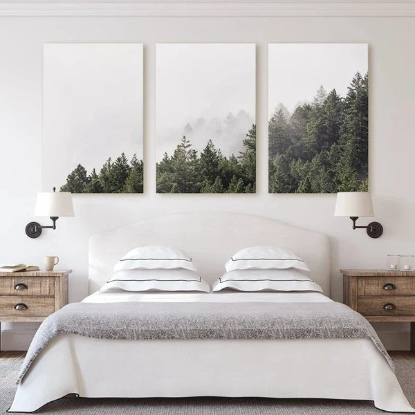 Enchanted Forest Tree Canvas Wall Art 3 Piece Set Living Room Decor