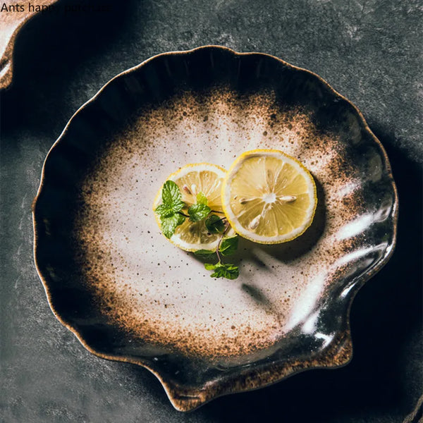 Elegant Coastal Shell Dinner Plates Premium Ceramic Tableware