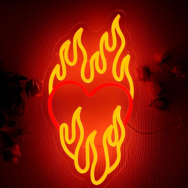 Heart on Fire Neon Light