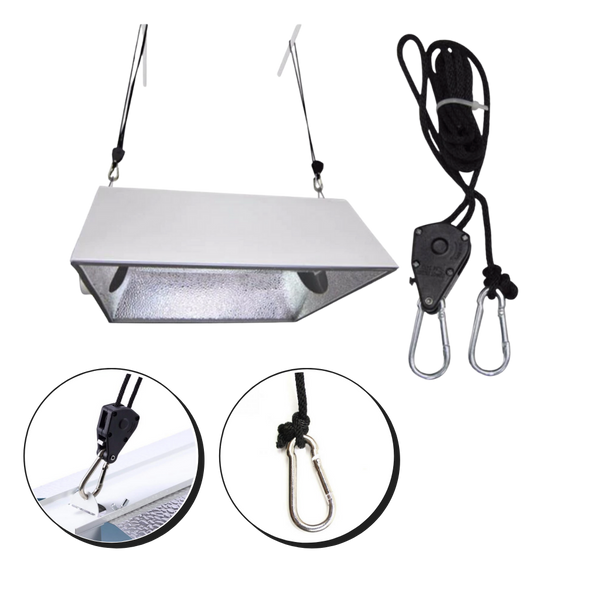 Heavy-Duty Adjustable Rope Ratchet Hangers for Indoor Grow Light Suspension