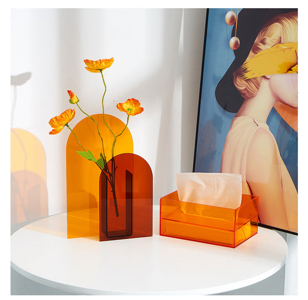High Shine Translucent Acrylic Vases & Desktop Organizer