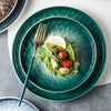 Emerald Gradient Dinner Plates Elegant Green Ceramic Tableware