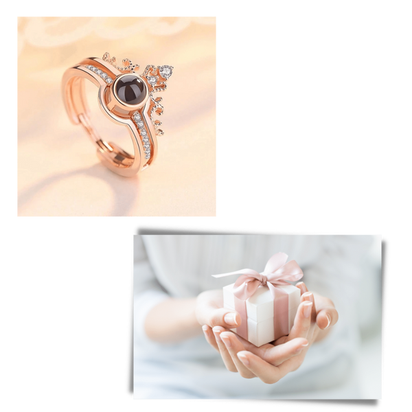 Dual Ring Set With Multilingual Love Message Across 100 Languages Adjustable