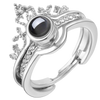 Dual Ring Set With Multilingual Love Message Across 100 Languages Adjustable