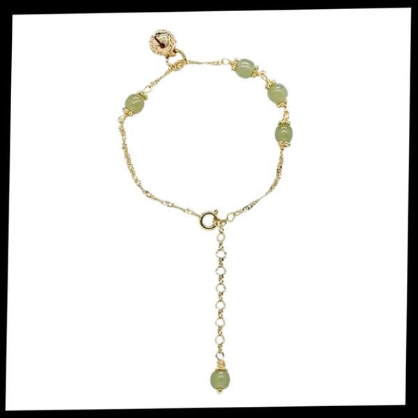 Elegant Nephrite Jade Bell Bracelet With Adjustable Length