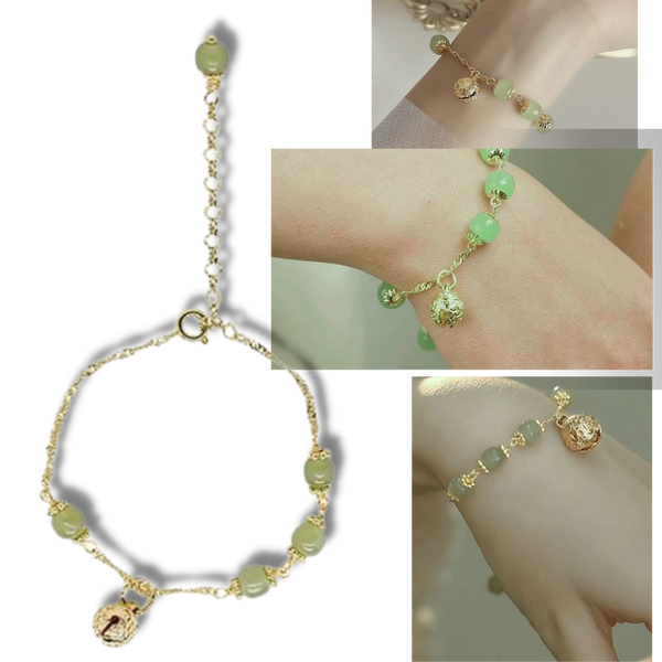 Elegant Nephrite Jade Bell Bracelet With Adjustable Length