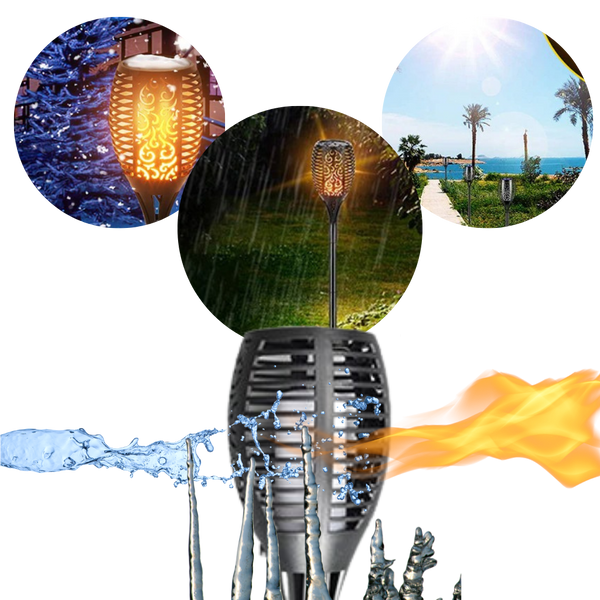 Solar LED Torch Light With Realistic Flickering Flame Effect