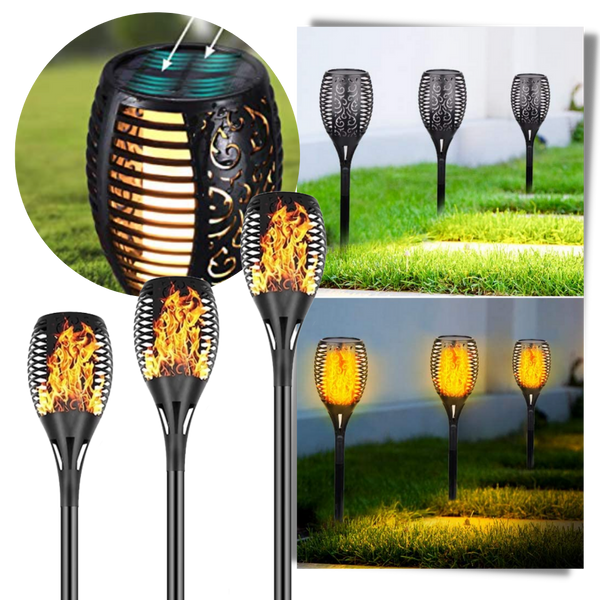 Solar LED Torch Light With Realistic Flickering Flame Effect