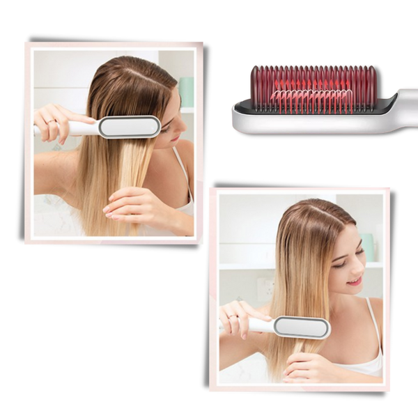 2-In-1 Ceramic Hair Straightening Brush With Intelligent Temperature Control