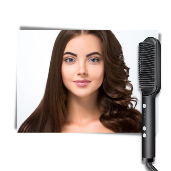 2-In-1 Ceramic Hair Straightening Brush With Intelligent Temperature Control