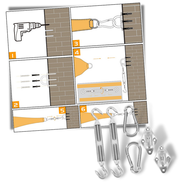 Shade Sail Tensioning Kit With Rustproof Steel Turnbuckles For Quick Setup