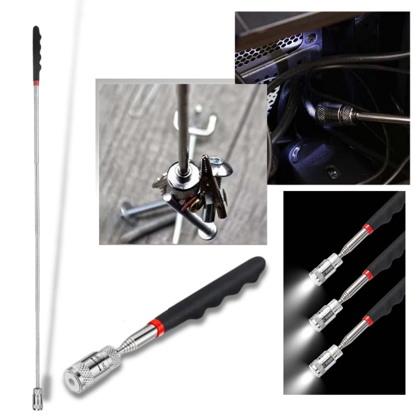 Retractable Magnetic Pickup Tool With LED Light For Dark Spaces