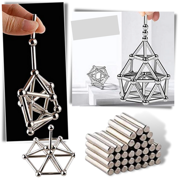 Portable Magnetic Building Set for Creative Learning and Brain Training