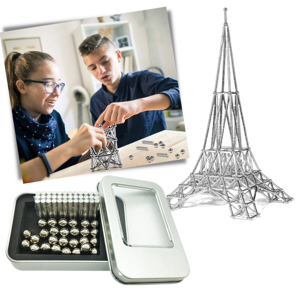 Portable Magnetic Building Set for Creative Learning and Brain Training