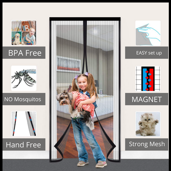 Premium Magnetic Door Screen Keeps Mosquitoes Out While Fresh Air Flows