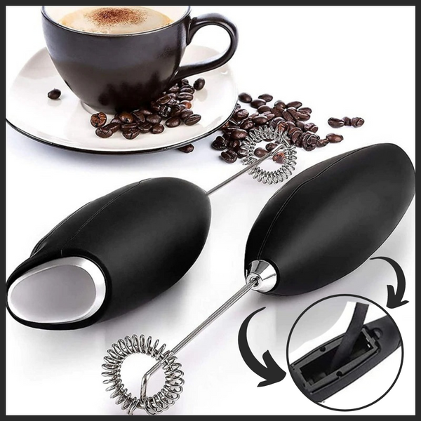 Stainless Steel Handheld Milk Frother With Stand For Creamy Latte Foam