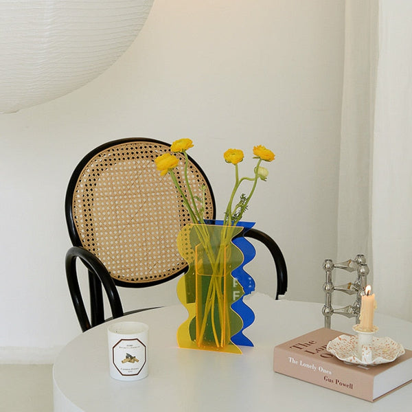 Mirror Contrast Wave Acrylic Vases & Desktop Organizer