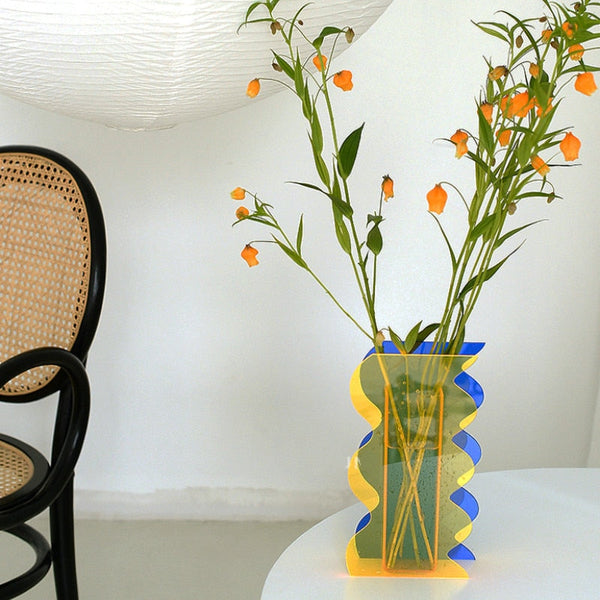 Mirror Contrast Wave Acrylic Vases & Desktop Organizer