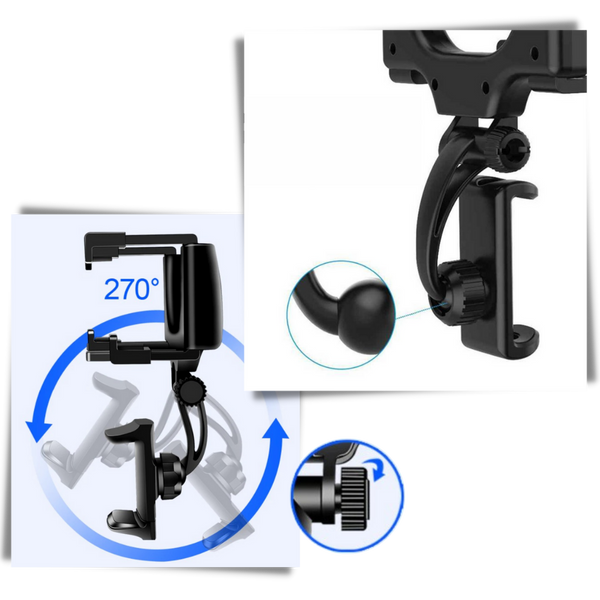 Universal Rearview Mirror Phone Mount For Safer Hands Free Driving