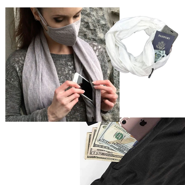 Cozy Lightweight Muffler With Secret Pocket For Safe Valuables