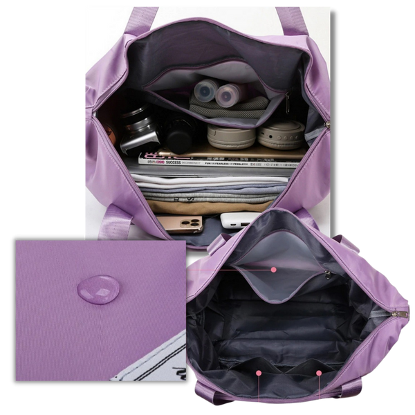 Expandable Foldable Travel Bag With Wet Dry Compartments