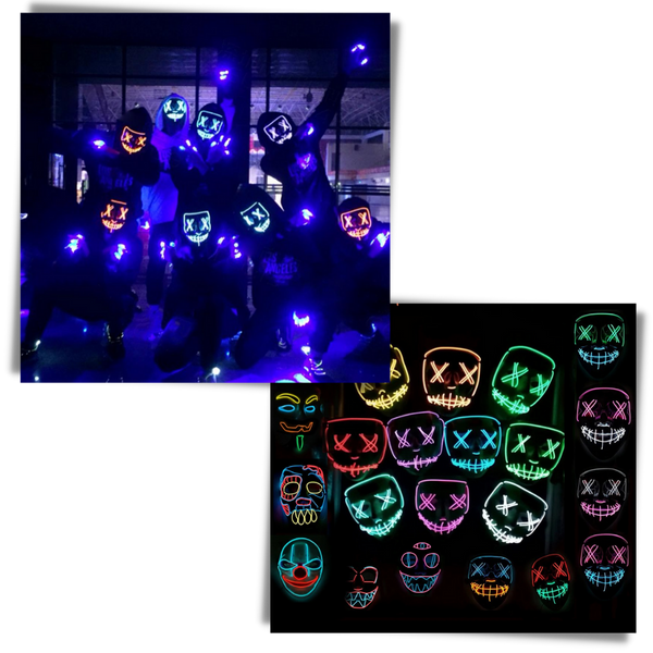 Neon Led Mask For High Visibility At Night With Waterproof Battery Cover