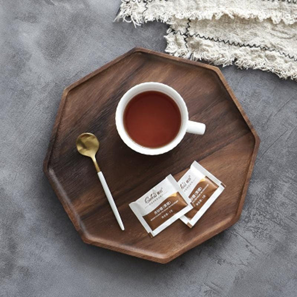 Honeycomb Acacia Wood Serving Plate Elegant Artisan Rustic Dining Tableware