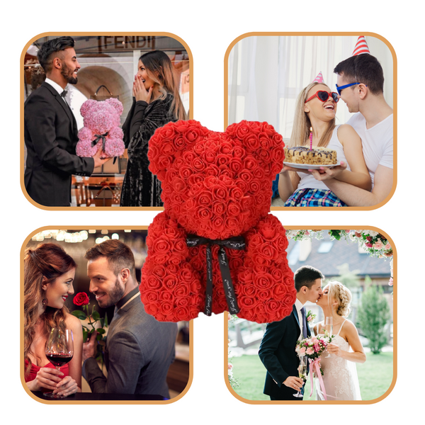 Rose Teddy Bear With Velvet Roses For A Romantic Gift Set
