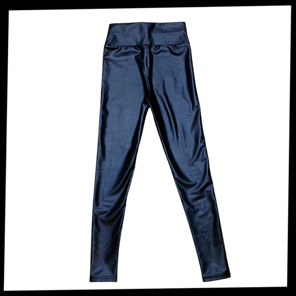 Contoured High-Waist Faux Leather Trousers For Slimming Silhouette