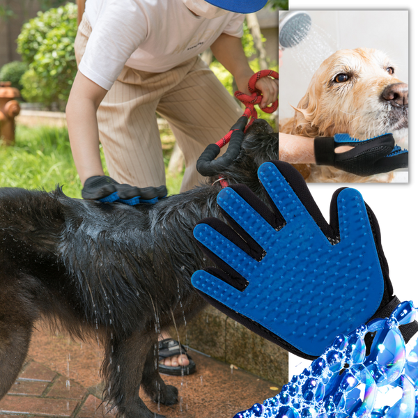 Pet Grooming Glove Pair for Hair Removal and Soothing Massage
