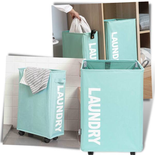 Foldable Laundry Basket With Wheels For Easy Transport And Space Saving