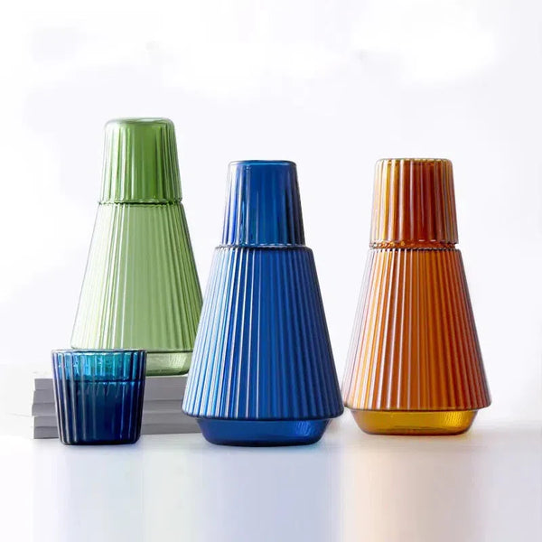 Prism Pleated Glass Carafe & Cup Set