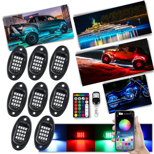 8-Pack RGB Vehicle Lights With App Control And Waterproof Durability