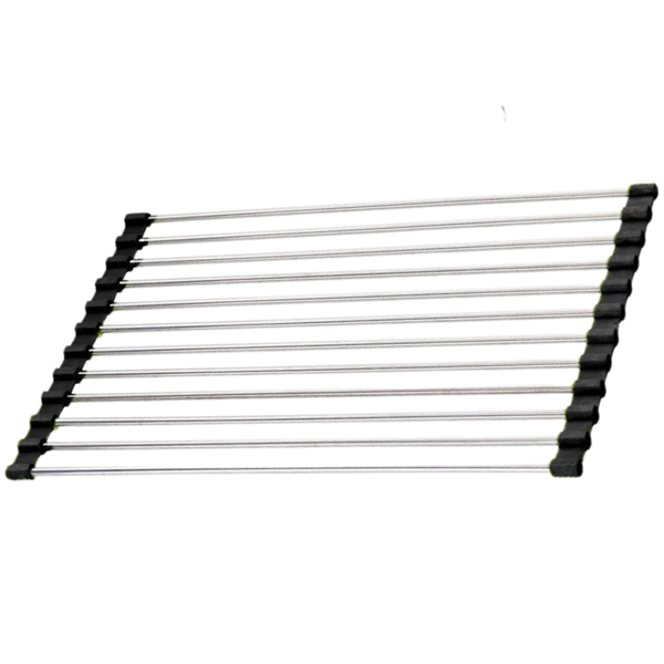 Stainless Steel Roll Up Dish Drainer With Non Slip Space Saving Design