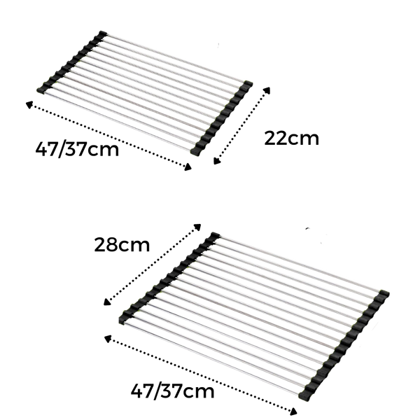 Stainless Steel Roll Up Dish Drainer With Non Slip Space Saving Design