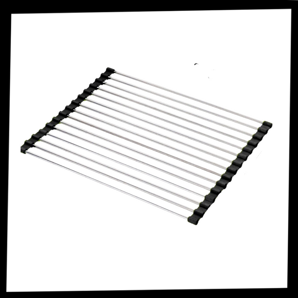 Stainless Steel Roll Up Dish Drainer With Non Slip Space Saving Design