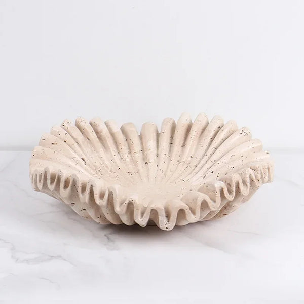 Organic Faux Travertine Sculptural Centerpiece For Modern Home Decor